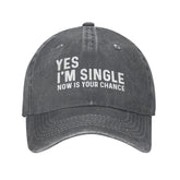 FLALORI Yes I'm Singles Now hat front view in deep heather, versatile casual wear.