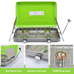 Flame King VT-101 three-sided wind-block panels protecting flames outdoors