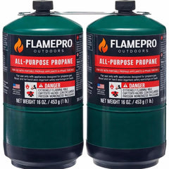 FlameProOutdoors 16 oz propane tanks, compact steel design for camping stoves.