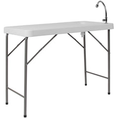 Flash Furniture Wesley built-in sink, faucet, and hose simplify rinsing.