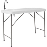 Flash Furniture Wesley fish cleaning table with sink enables hands-free cleanup at the dock.