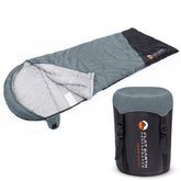 Flat Earth Performance Expedition sleeping bag packed compact for easy transport and storage