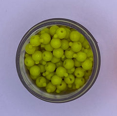 Chartreuse Smelly Smax bait balls designed to attract trout and panfish