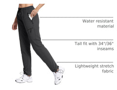 FLEFRM women's hiking pants quick-dry 36-inch inseam for tall hikers with flexible stride