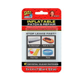 Flex Seal Patch clear patches on air mattress demonstrating quick leak sealing on PVC inflatables