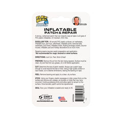 Flex Seal Patch clear patches on inflatable pool toy showing quick leak repair on PVC surface