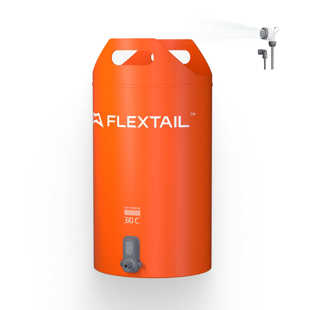FLEXTAILGEAR camping shower bucket with built-in pump for effortless outdoor rinsing