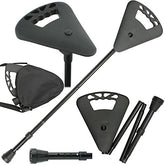 Flipstick Fold-Away Extended Black seat vertical offers stable support for standing.
