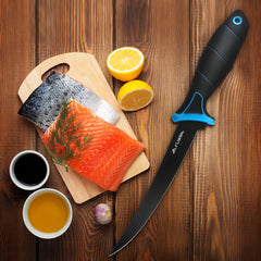 Close-up of FLISSA 7-inch blade made of 8Cr13Mov stainless steel