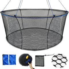 Folding floating fishing net with 28x32 inch top opening