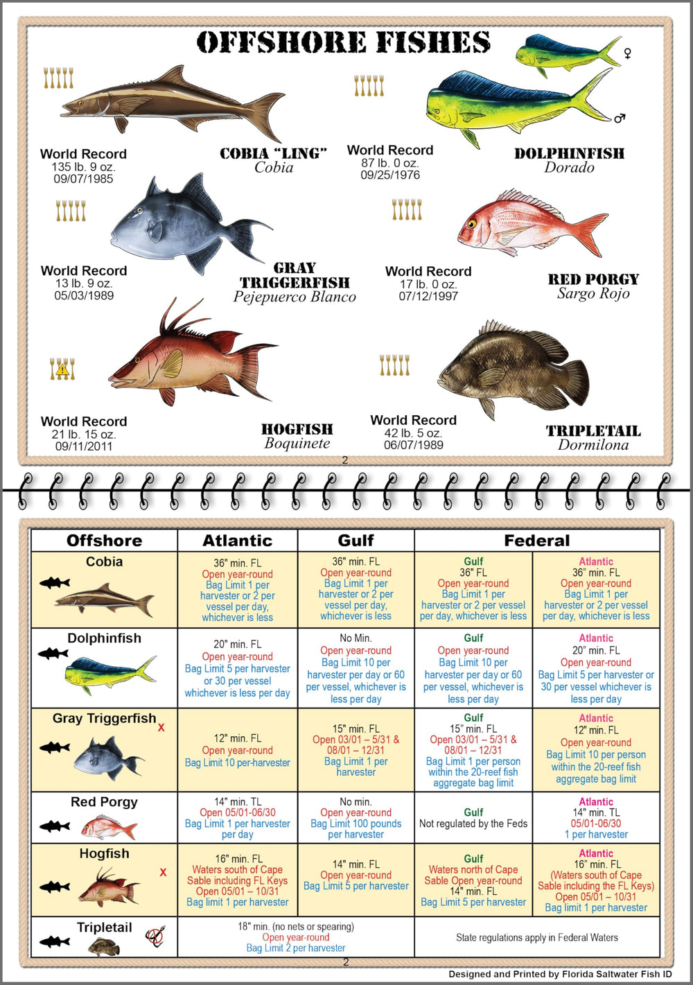 Cover of Florida Saltwater Fish Identification Book with FWC rules