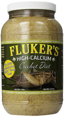 Fluker's High Calcium Cricket Feed bag showing calcium-rich formula for healthier feeder crickets.