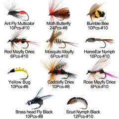 Dry flies, wet flies, nymphs and streamers assortment
