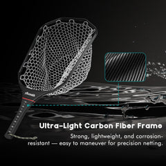 Regular handle fly fishing net showcasing soft mesh