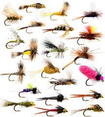 36-piece fly fishing flies assortment display