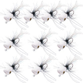 White fly fishing popper head with foam and feather
