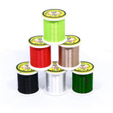 Fly tying thread 50D GSP in 6 colors on 100 yard spool front view