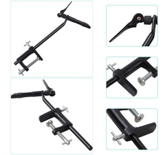 Fly tying vise mounted on table edge with C-clamp