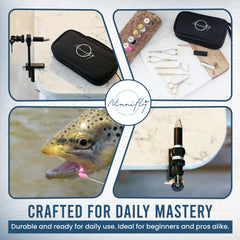 Fly tying vise with step-by-step instructions