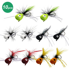 Black popper fly topwater lure for bass