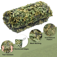FLYEGO Gen 2 camo netting paracord edge detail highlights durability for easy attachment and shade.
