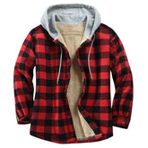 Flygo flannel shirt jacket redblack XXL front view for versatile fall styling.