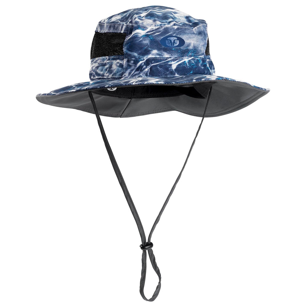Flying Fisherman Boonie Hat Mossy Oak Elements in Bluewater offers sun protection and cool comfort.