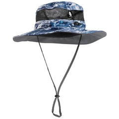 Flying Fisherman Boonie Hat Mossy Oak Elements in Graywater shields from sun and debris.