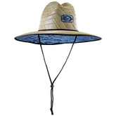 Flying Fisherman Lifeguard Style straw hat with wide brim and blue water camo underbrim