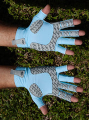 Flying Fisherman SunBandit Pro Series Bahama Blue extended cuff protects wrists from sun and spray.