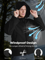 Flyplus men's jacket stand-up collar and zipper for wind protection and ventilation