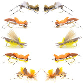 Foam hopper and grasshopper dry fly assortment - 2 each of four patterns
