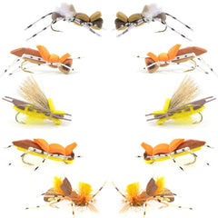 Foam hopper and grasshopper dry fly assortment - 2 each of four patterns