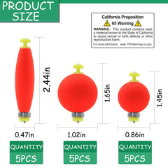 Bright red foam snap-on floats