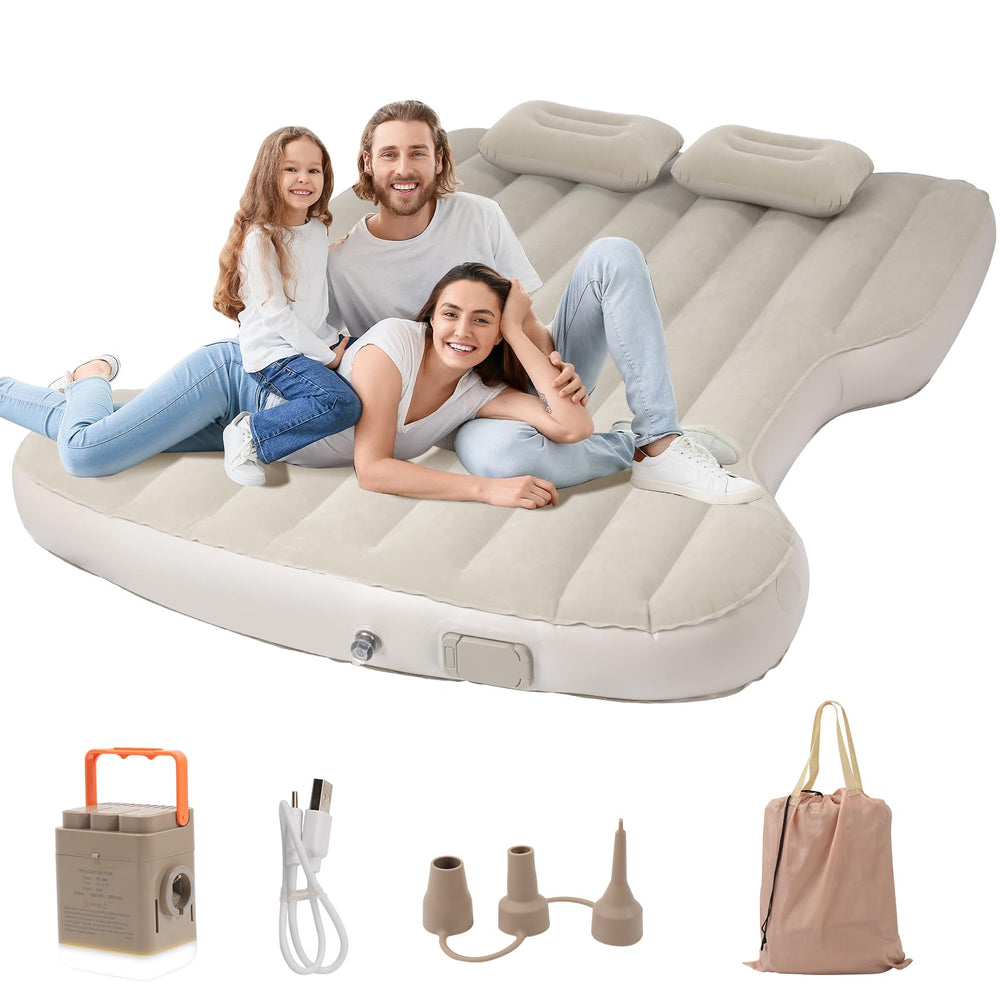 Focmot Tesla Model Y air mattress packed in carry bag for easy storage and travel.