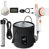 FODAHRWS portable shower pump with LED light for quick, illuminated outdoor rinsing.