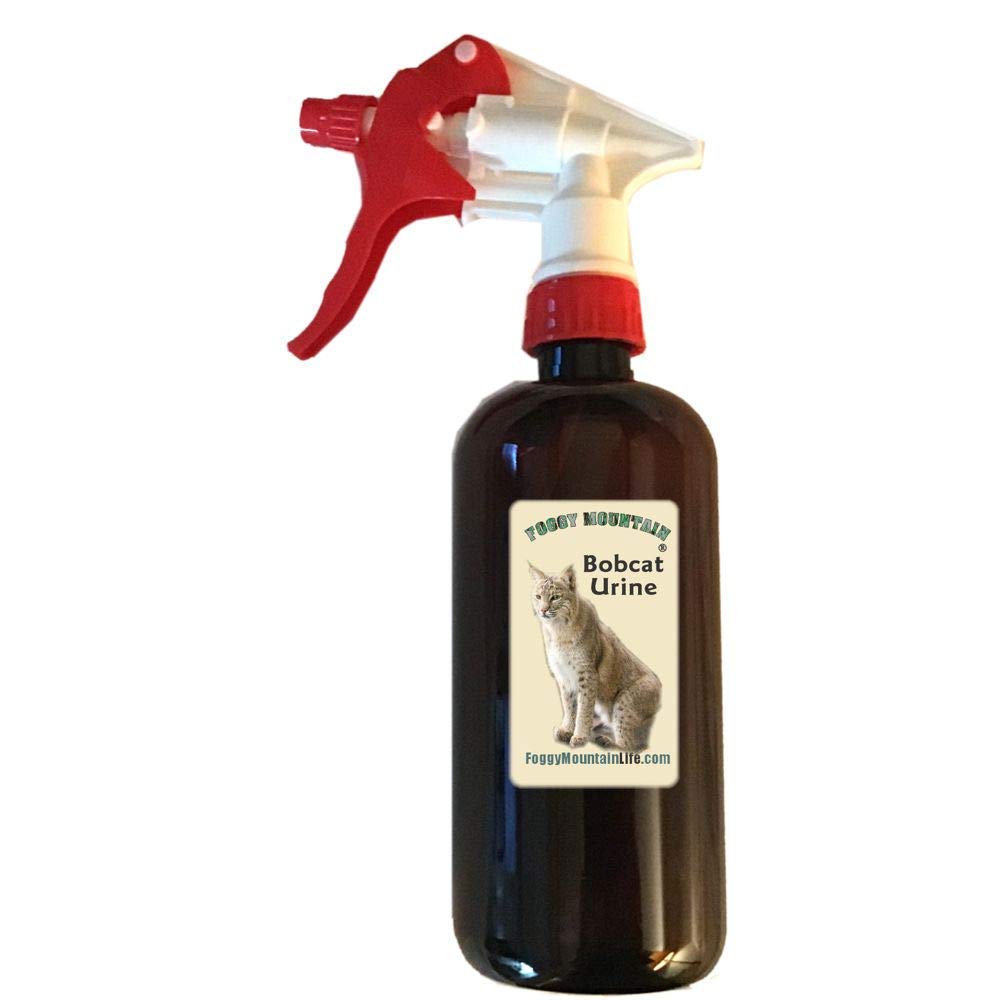 Foggy Mountain Bobcat Urine bottle in a 16 oz spray for outdoor use.