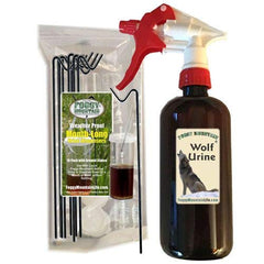 Foggy Mountain Wolf Urine 16 oz trigger spray bottle shown for wildlife deterrence and photography uses