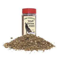 Foggy Mountain Wolf Urine Shake Flakes image: real predator urine granules for field use and wildlife response.