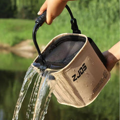 Bucket collapsed for compact storage and travel