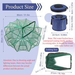 Foldable fishing trap folded compactly for easy carrying