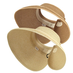 Foldable straw sun visor hat in natural color