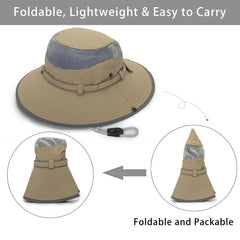 Portable foldable bucket hat in khaki