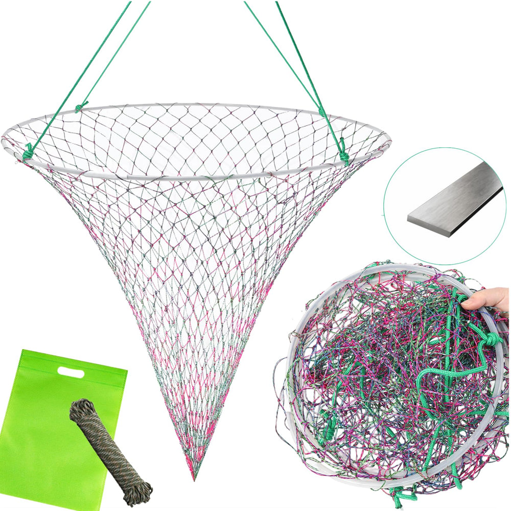 Folded bridge and pier fishing net compact carry size
