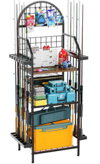 Fomcet 3-tier fishing rod holder rack in a garage setup