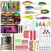 Front view of FONMANG 153Pcs Fishing Lures Tackle Box Kit with lures visible