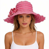 FORBUSITE women's folding rose sun hat with a wide brim for sun shade.