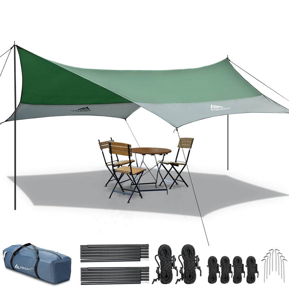 Forceatt 12x14ft waterproof camping tarp offering broad rain and sun shelter