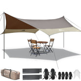 Forceatt tarp 12x14ft setup provides quick shelter for camping