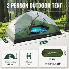 Forceatt 2-person tent interior dimensions emphasize space for two and gear